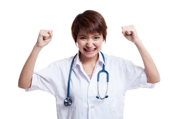 Asian young female doctor very angry. — Stock Photo, Image