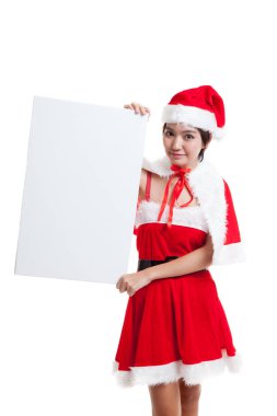 Asya Noel Noel Baba kız boş işareti ile.