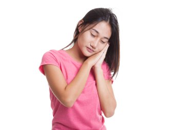 Jest uyku ile güzel genç Asyalı kadın 