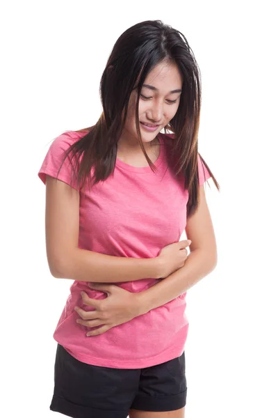 Young Asian woman got stomachache — Stock Photo, Image