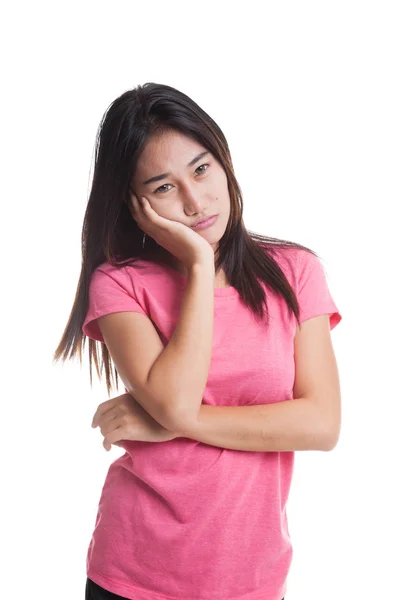 Beautiful young Asian woman get bored — Stock Photo, Image