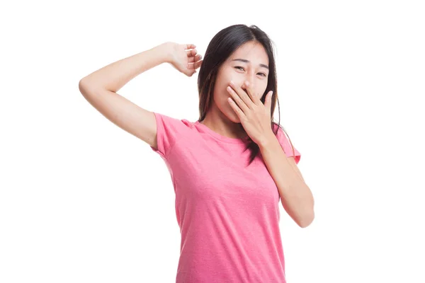 Schläfrig junge asiatische Frau gähnen — Stockfoto