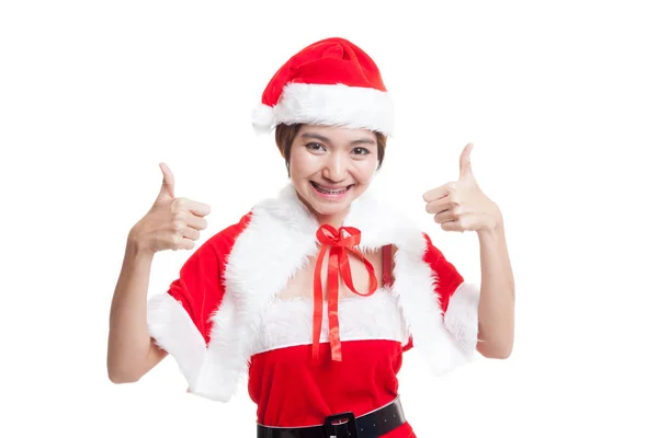 Asiatico Natale Santa Claus ragazza spettacolo pollice su . — Foto Stock