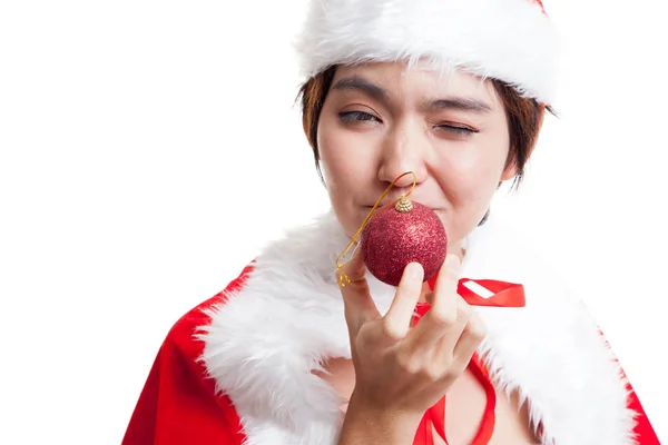 Önemsiz şey topu ile Asya Noel Noel Baba kız. — Stok fotoğraf