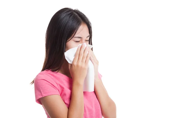 Young Asian woman got sick and flu. — Stock Photo, Image