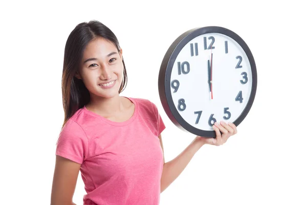 Joven asiático mujer con un reloj. — Foto de Stock