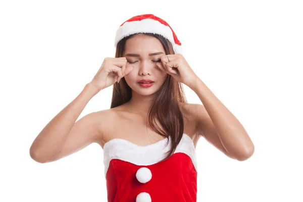 Asiatische Weihnachten Weihnachtsmann Mädchen weinen. — Stockfoto
