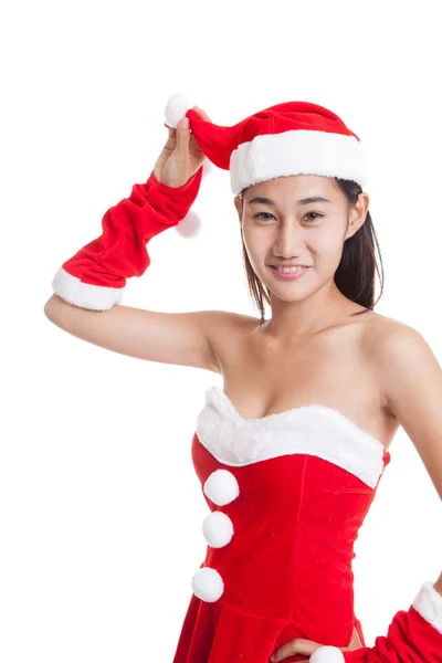 Asijské vánoční Santa Claus dívka. — Stock fotografie