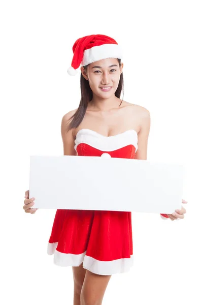亚洲圣诞圣诞老人女孩与空白符号. — 图库照片