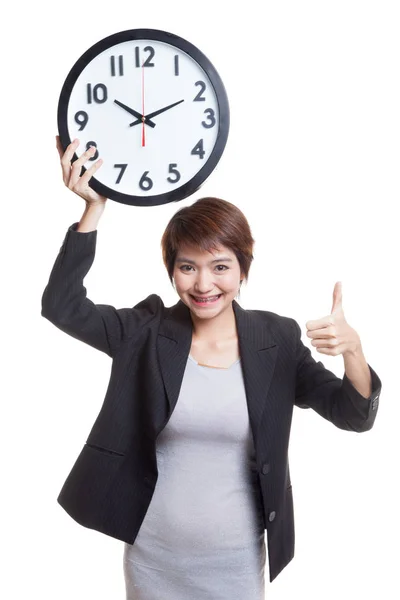 若いアジア ビジネス女性の時計と親指. ストック画像