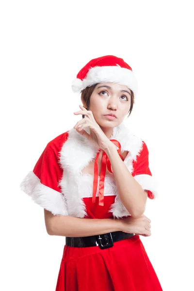 Азиатская девочка Санта-Клаус . — стоковое фото
