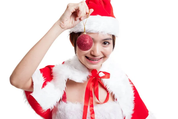 Asiatico Natale Babbo Natale ragazza con pallina . — Foto Stock