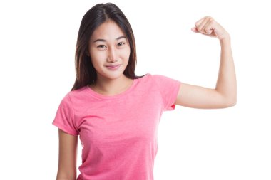 Güzel genç Asyalı kadın flex pazı..