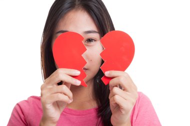 Güzel genç Asyalı kadın ile kırık kalp..