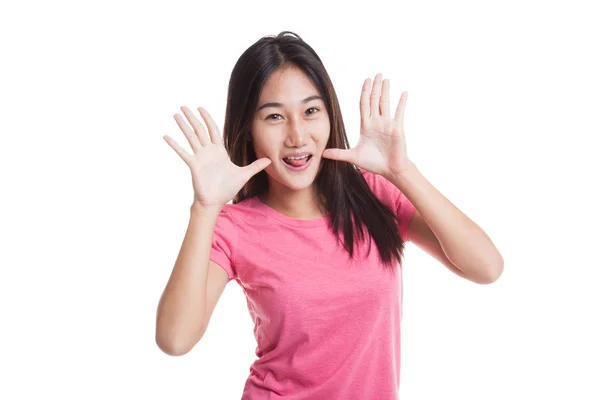Young Asian woman sticking her  tongue out.. — Stock Photo, Image