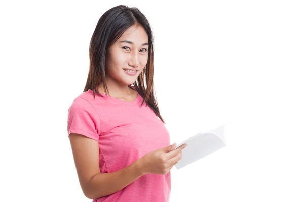 Junge asiatische Frau mit einem Buch. — Stockfoto