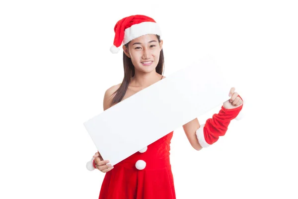 Asiatico Natale Babbo Natale ragazza con segno bianco . — Foto Stock