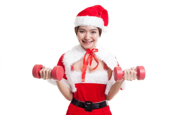 Asiatico Natale Babbo Natale ragazza e manubri . — Foto Stock