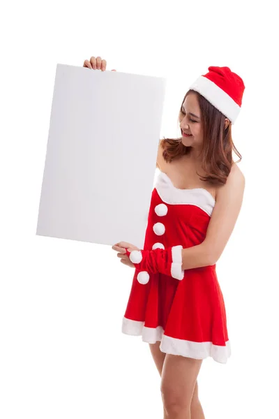 空白記号とアジア クリスマス サンタ女の子. — ストック写真