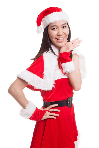 Азиатская девочка Санта-Клаус . — стоковое фото