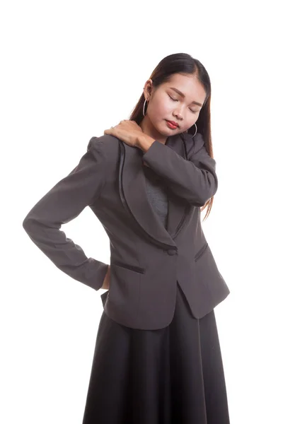 Young Asian business woman got back pain. — Stock Photo, Image