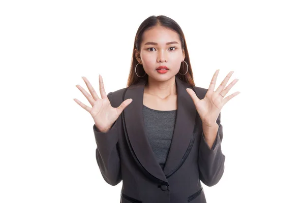 Shocked young Asian business woman. — Stock Photo, Image