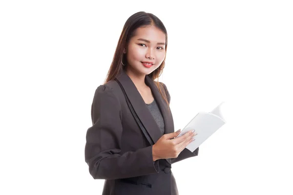 Junge asiatische Geschäftsfrau mit einem Buch. — Stockfoto