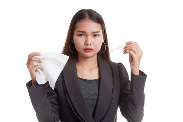 Young Asian woman got sick and flu. — Stock Photo, Image