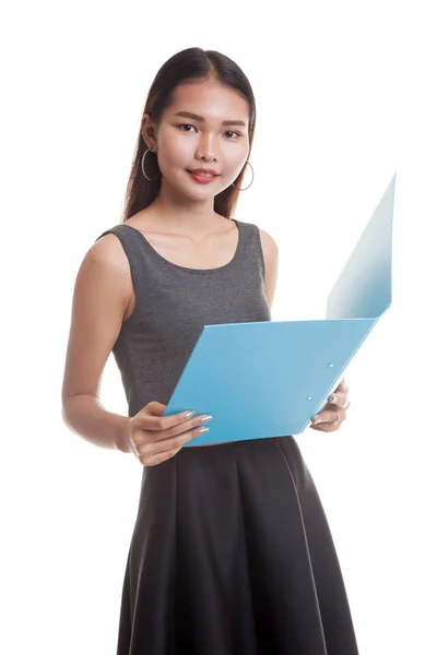 Młoda kobieta Azji z folderu — Zdjęcie stockowe