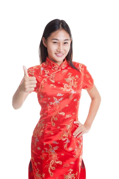 Asian girl in chinese cheongsam dress. — Stock Photo, Image