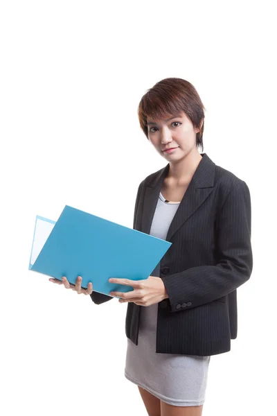 Young Asian working woman with folder. — Stock Photo, Image