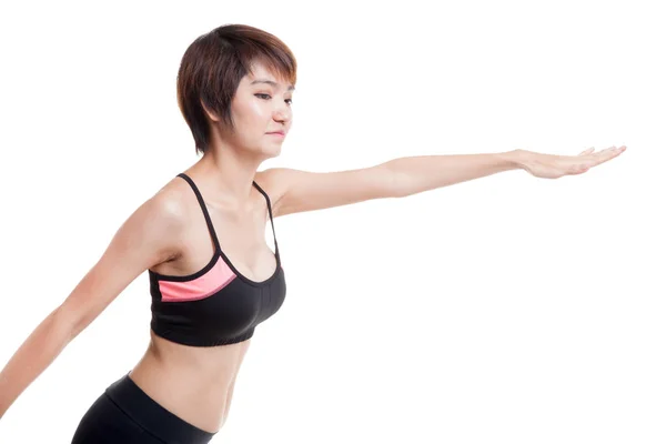 Beautiful Asian healthy girl do yoga pose. — Stock Photo, Image