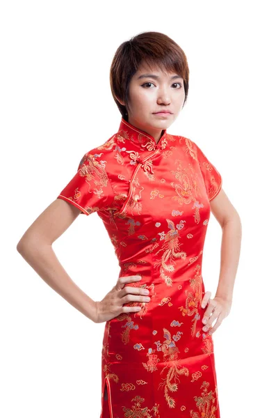 Ázsiai lány öltöztetős cheongsam kínai. — Stock Fotó