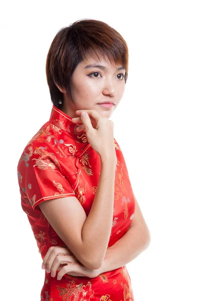 Chica asiática en vestido de cheongsam chino . — Foto de Stock