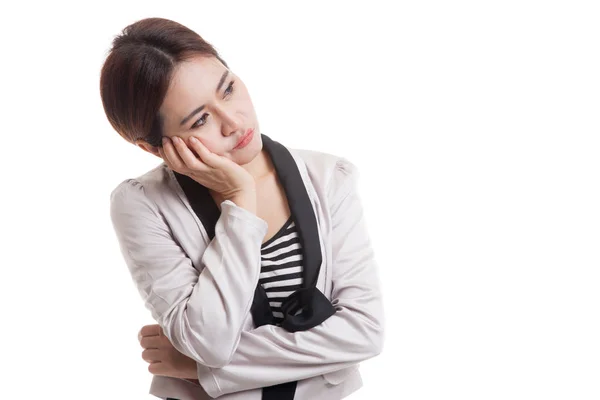 Beautiful young Asian woman get bored. — Stock Photo, Image