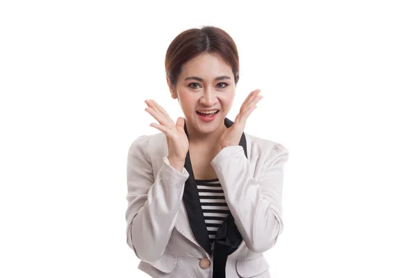 Shocked young Asian business woman. — Stock Photo, Image