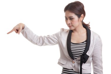 Güzel genç Asyalı kadın noktası boş yer aşağı.