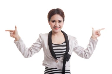 Genç Asya iş kadın noktasına sol ve sağ.