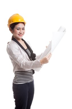 Asya mühendisi kadın planları ile.