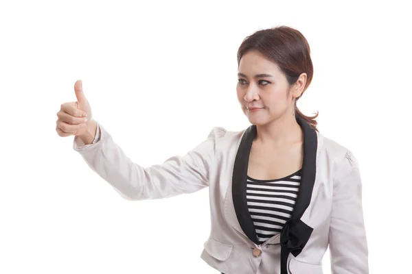 亚洲业务的女人竖起大拇指和微笑. — 图库照片