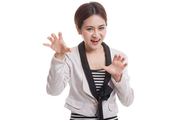 Young Asian businesswoman with spooky hands gesture. — Stock Photo, Image