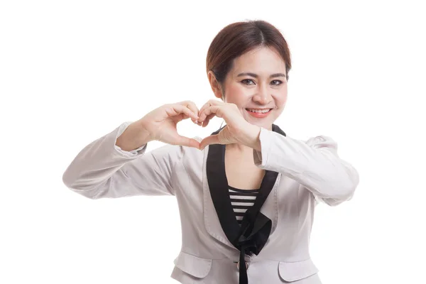 Young Asian businesswoman show heart hand sign. — Stock Photo, Image