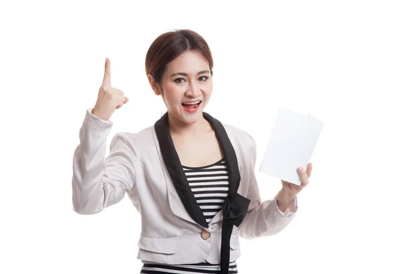 Joven mujer de negocios asiática con un libro tienen una idea . —  Fotos de Stock