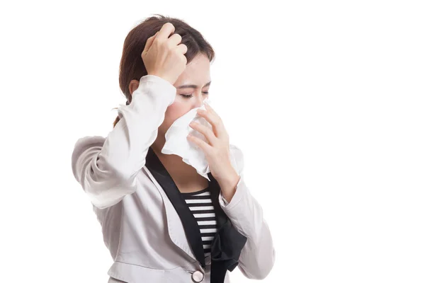 Young Asian woman got sick and flu. — Stock Photo, Image