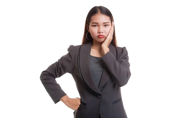 Jonge Aziatische zakenvrouw kreeg kiespijn. — Stockfoto