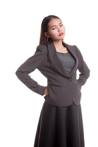 Young Asian business woman got back pain. — Stock Photo, Image