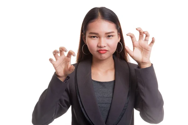 Jonge Aziatische zakenvrouw met spooky handen gebaar. — Stockfoto