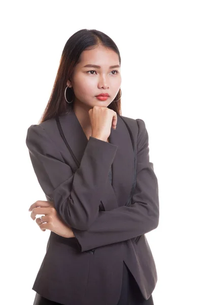 Serious joven asiática mujer look away . — Foto de Stock