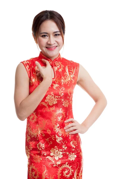 中国のチャイナ ドレスでアジアの少女. — ストック写真