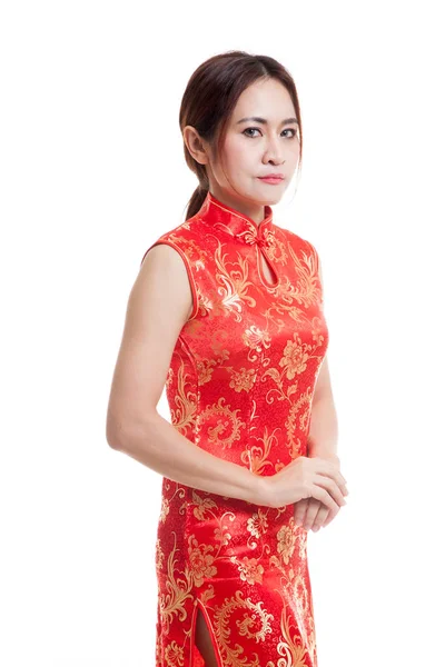Chica asiática en vestido de cheongsam chino . —  Fotos de Stock